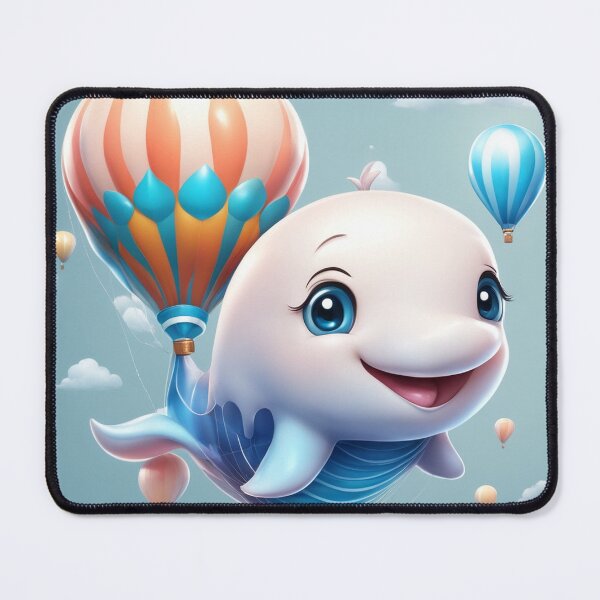 Item preview, Cute Whale Floating with Hot Air Balloon Cartoon Vector Icon Illustration designed and sold by hjian8219.