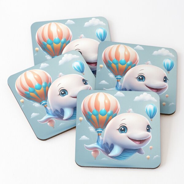Item preview, Cute Whale Floating with Hot Air Balloon Cartoon Vector Icon Illustration designed and sold by hjian8219.
