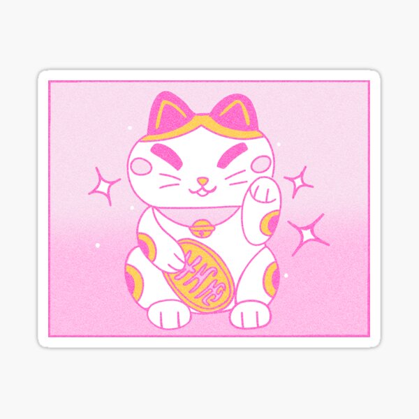 Pink Lucky Cat Sticker