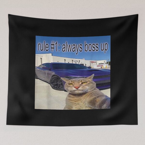 Item preview, Rule # 1 Always Boss Up Funny Cat Meme designed and sold by FloraPlantTees.