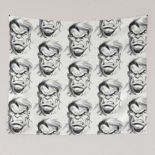 Item preview, Unleash Your Inner Hulk: Raw Emotion Captured in Every Stroke - Black and White Angry Big Man designed and sold by ljgift.
