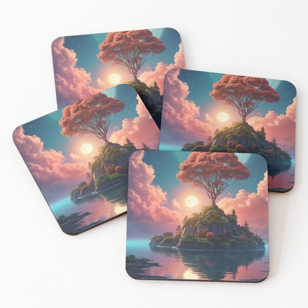 Item preview, Whimsical Floating Island - Surreal Nightscape with Glowing Moon designed and sold by Kamal Khajeb.