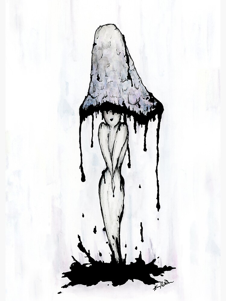 Thumbnail 3 of 3, Sticker, Inky Cap Mushroom Girl designed and sold by ImagineMeraki.
