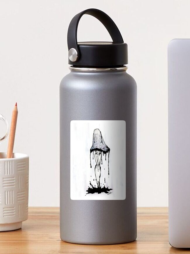 Thumbnail 1 of 3, Sticker, Inky Cap Mushroom Girl designed and sold by ImagineMeraki.
