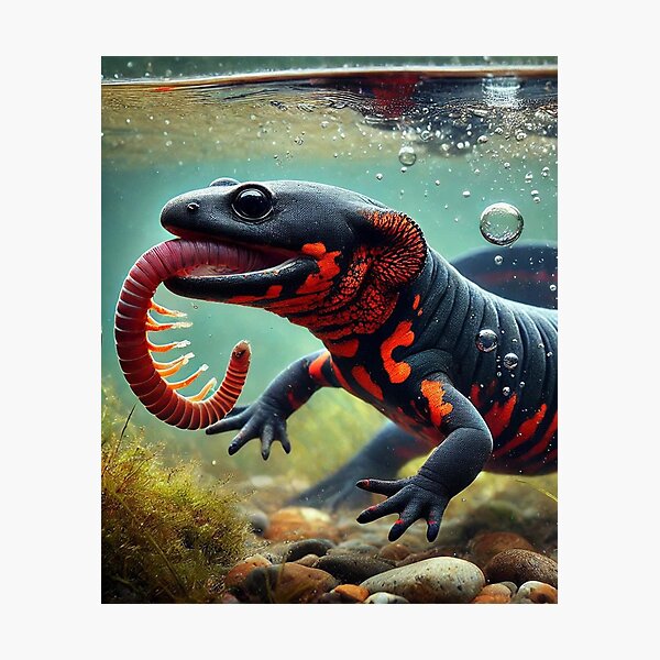 Item preview, Worm Feast Underwater Exotic Fire Bellied Newt designed and sold by NocturnalNook.