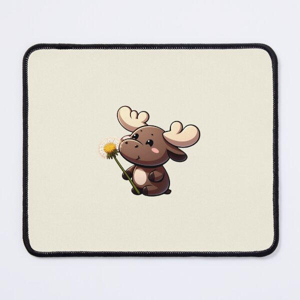 Item preview, Kawaii moose holding dandelion designed and sold by Cloudlilyart.
