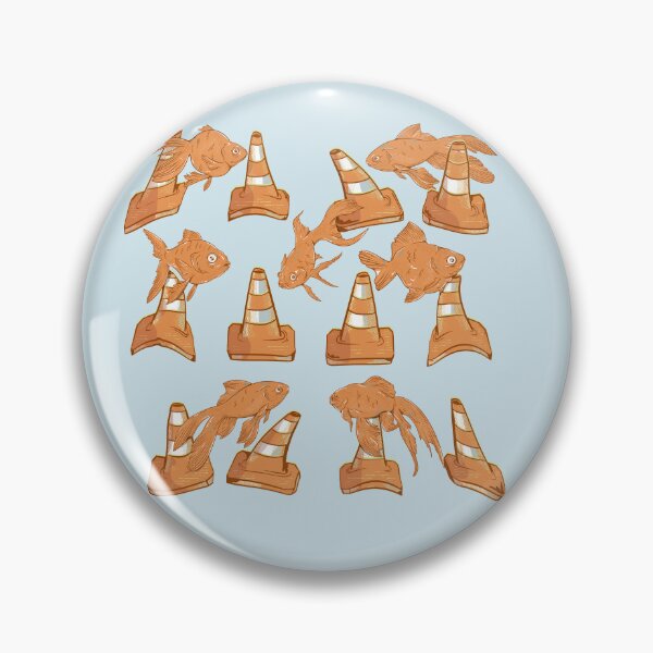 Item preview, Orange road cones and orange fish pattern designed and sold by piedaydesigns.