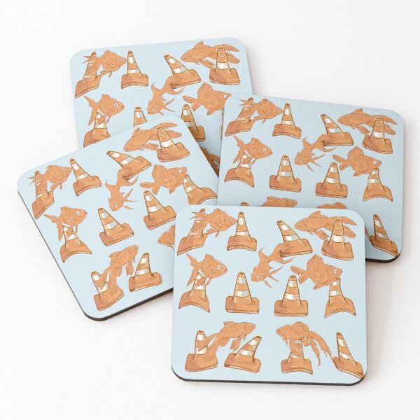 Item preview, Orange road cones and orange fish pattern designed and sold by piedaydesigns.