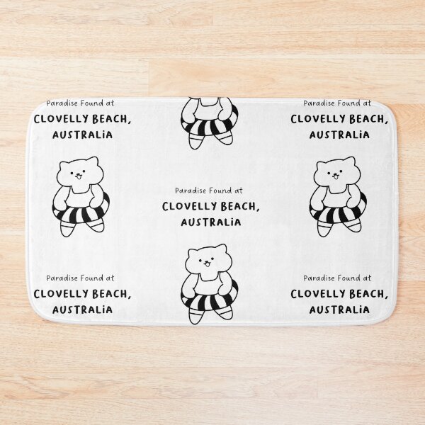 Item preview, Clovelly Beach, Australia | Line-drawn Cat in a Float Ring | Handwritten-style Font designed and sold by RM-Journey.