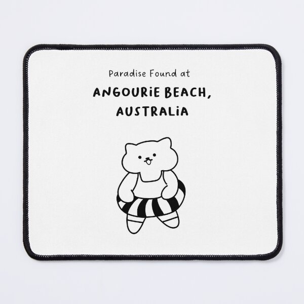 Item preview, Angourie Beach, Australia | Line-drawn Cat in a Float Ring | Handwritten-style Font designed and sold by RM-Journey.