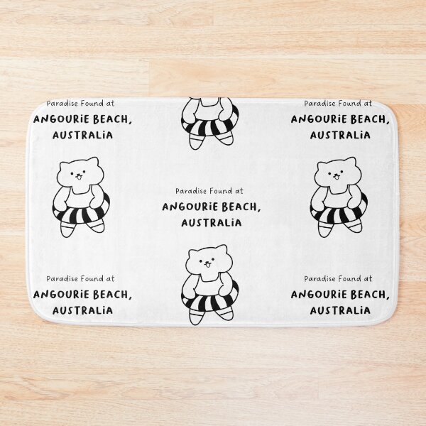 Item preview, Angourie Beach, Australia | Line-drawn Cat in a Float Ring | Handwritten-style Font designed and sold by RM-Journey.