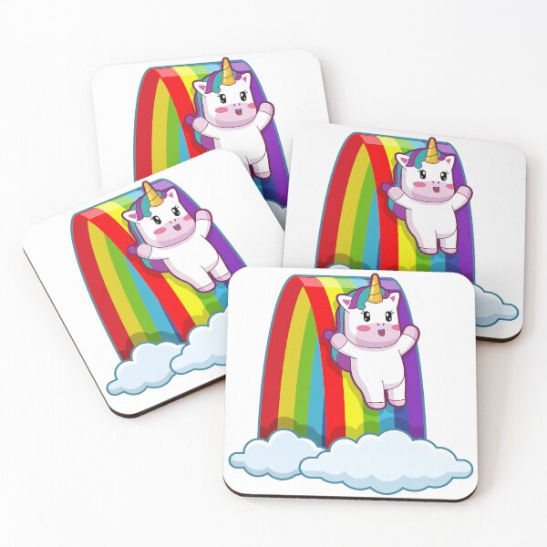 Item preview, A Cute Unicorn Cartoon Sliding Down on the Rainbow. designed and sold by alvariski.