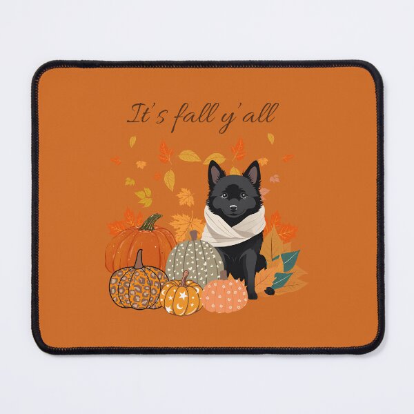Item preview, 'It's Fall Y'all - Cozy Schipperke with Pumpkins and Leaves" designed and sold by GoodyPaws.