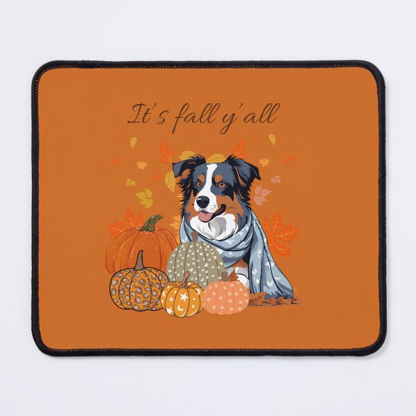 Item preview, Copy of 'It's Fall Y'all - Cozy Australian Shepherd with Pumpkins and Leaves" designed and sold by GoodyPaws.