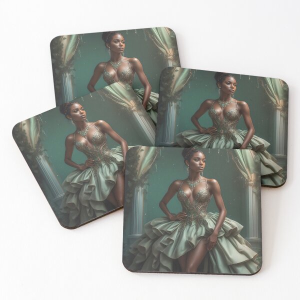 Item preview, Green Satin Couture AI Gown designed and sold by Fantasy-Fashion.