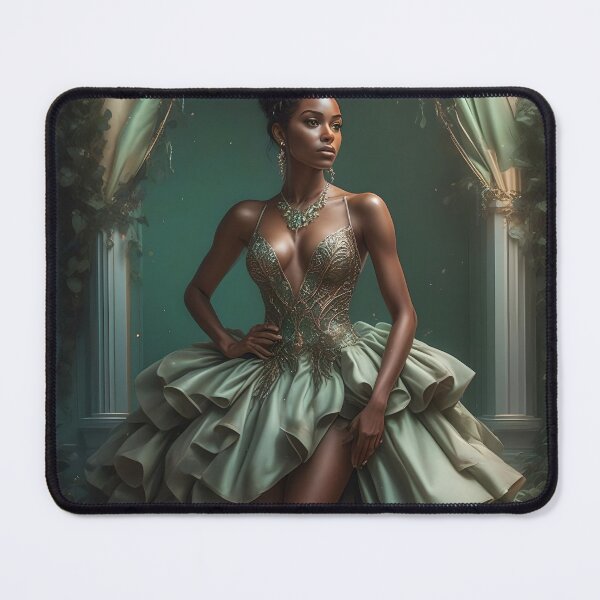 Item preview, Green Satin Couture AI Gown designed and sold by Fantasy-Fashion.