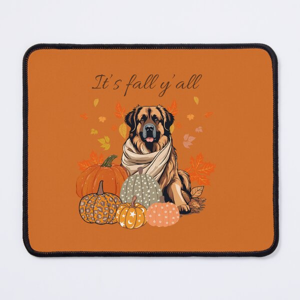 Item preview, 'It's Fall Y'all - Cozy Leonberger with Pumpkins and Leaves" designed and sold by GoodyPaws.