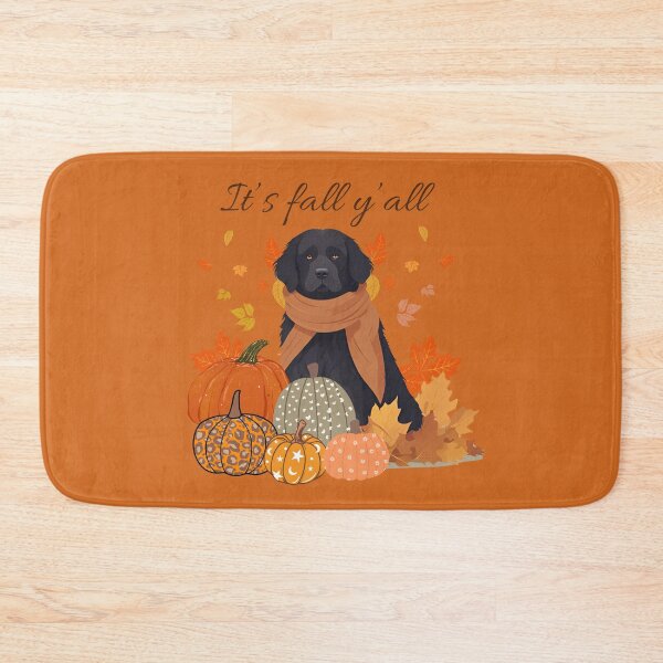 Item preview,  'It's Fall Y'all - Cozy Newfoundland with Pumpkins and Leaves" designed and sold by GoodyPaws.