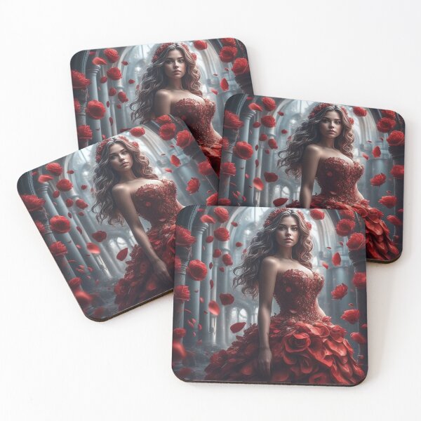 Item preview, Red AI Floral Gown designed and sold by Fantasy-Fashion.