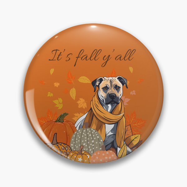 Artikelvorschau, „Es ist Herbst, ihr alle – Gemütlicher Cão Fila de São Miguel mit Kürbissen und Blättern“ entworfen und verkauft von GoodyPaws.