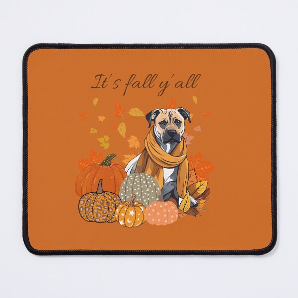 Artikelvorschau, „Es ist Herbst, ihr alle – Gemütlicher Cão Fila de São Miguel mit Kürbissen und Blättern“ entworfen und verkauft von GoodyPaws.