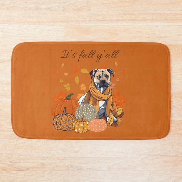 Item preview,  'It's Fall Y'all - Cozy Cão Fila de São Miguel with Pumpkins and Leaves" designed and sold by GoodyPaws.