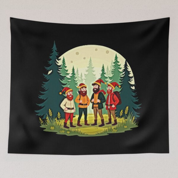 Item preview, Bearded Men with Santa Hats in Forest designed and sold by artwaves.