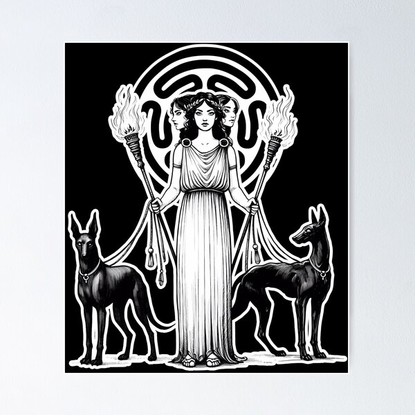 Item preview, Hecate (or Hekate) Goddess of Magic with Torches & Hounds designed and sold by tracydixon.
