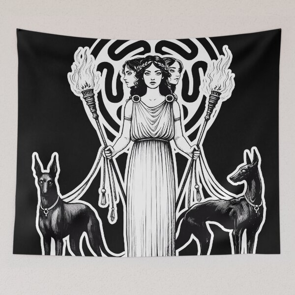 Item preview, Hecate (or Hekate) Goddess of Magic with Torches & Hounds designed and sold by tracydixon.