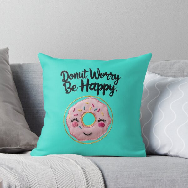 Item preview, Donut Pillow_Blue Turquoise Pillow_Delicious Glazed Donuts -Be Happy designed and sold by RabiaDesigns.