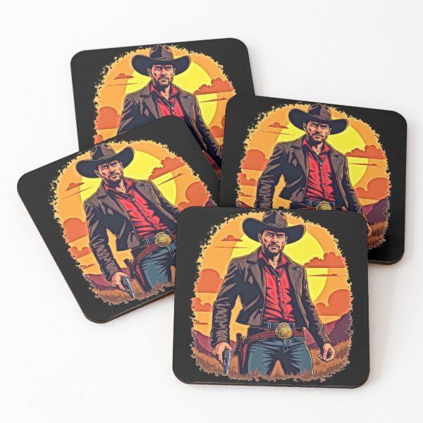 Item preview, Cowboy standing at sunset with gun designed and sold by artwaves.