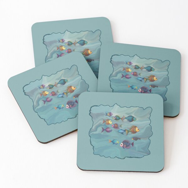 Item preview, Boho Fish Bohemian Style Colorful Fish in Dusty Blue Water designed and sold by Beachy.