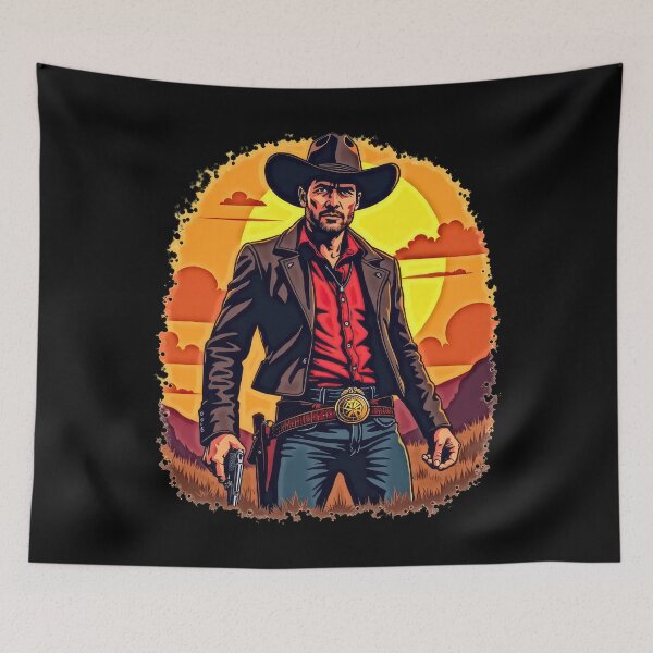Item preview, Cowboy standing at sunset with gun designed and sold by artwaves.