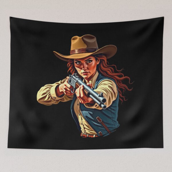 Item preview, Cowgirl aiming rifle in action designed and sold by artwaves.