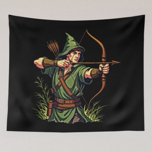Item preview, Archer in green hood drawing a bow designed and sold by artwaves.
