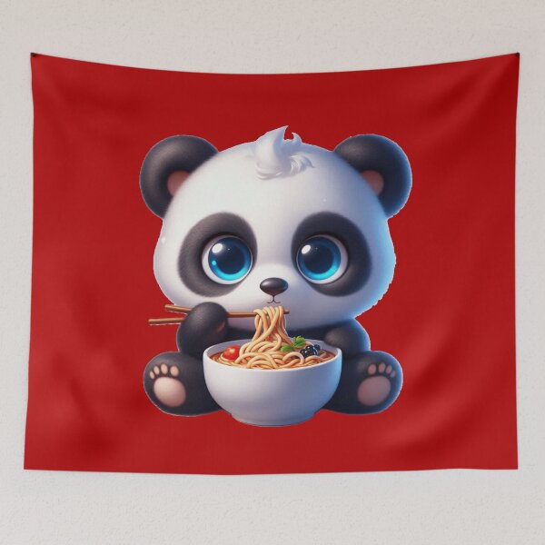 Item preview, Cute Panda Eating Noodles 1 designed and sold by PANDALOVEART.