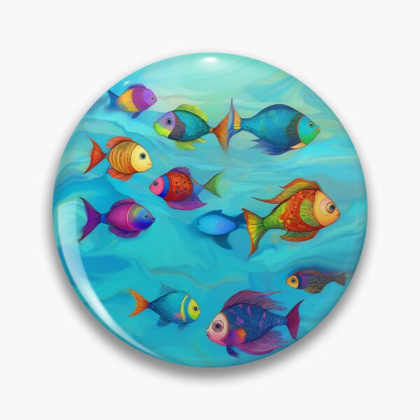 Item preview, Boho Fish Bohemian Style Colorful Fish in Turquoise Water designed and sold by Beachy.
