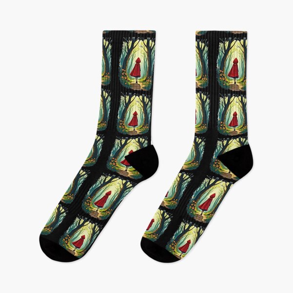 Item preview, Child in Red Hood Walking in Forest designed and sold by artwaves.