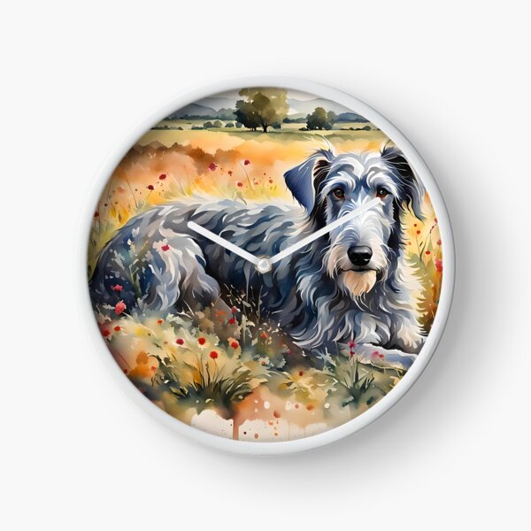 Deerhound - Modern Watercolour-style Dog Breed Pet Portrait Clock