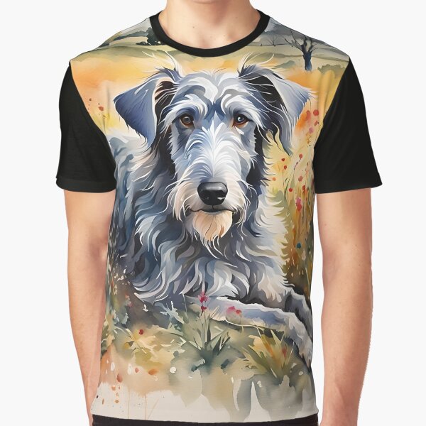 Deerhound - Modern Watercolour-style Dog Breed Pet Portrait Graphic T-Shirt