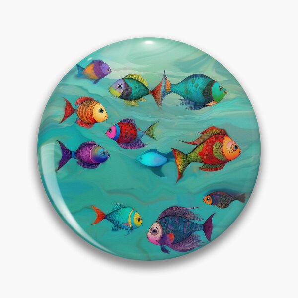 Artikelvorschau, Boho Fish Böhmischer Stil Bunter Fisch im cyanfarbenen Wasser entworfen und verkauft von Beachy.