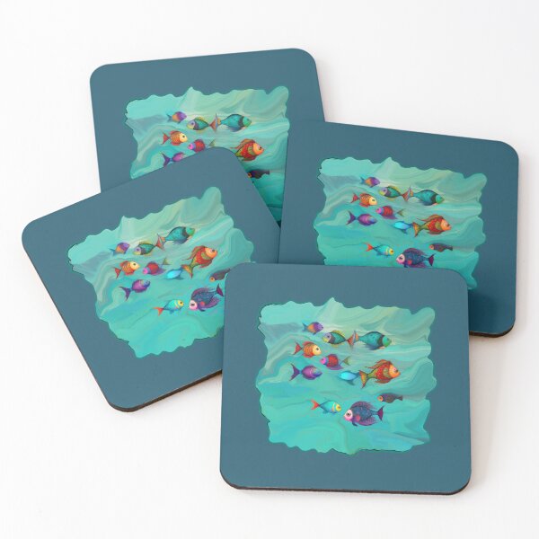 Item preview, Boho Fish Bohemian Style Colorful Fish in Cyan Water designed and sold by Beachy.