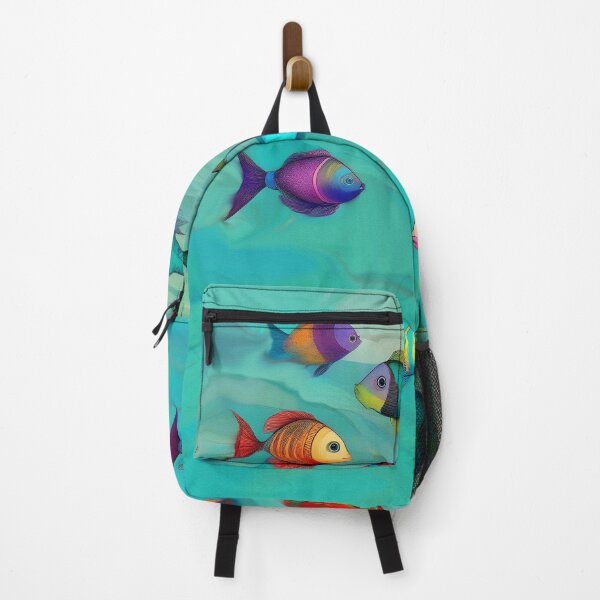 Item preview, Boho Fish Bohemian Style Colorful Fish in Cyan Water designed and sold by Beachy.