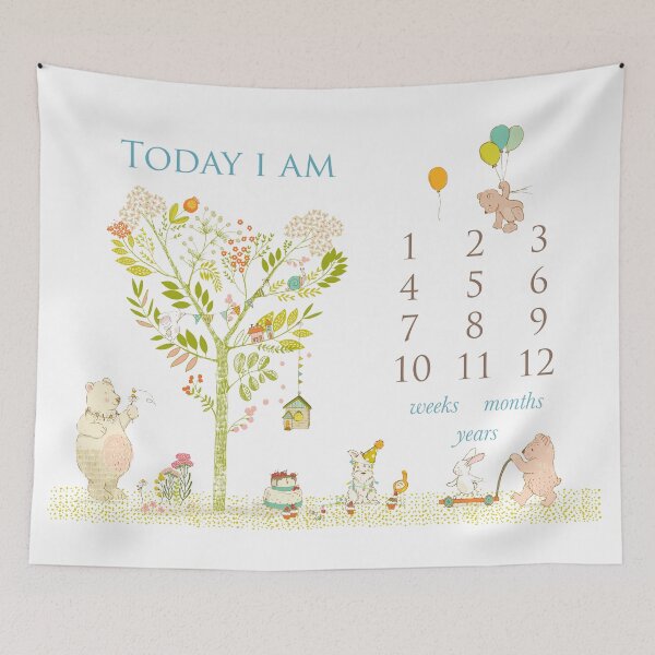 Item preview, Party animals - Baby Boy Milestone Blanket designed and sold by heiLUNA.