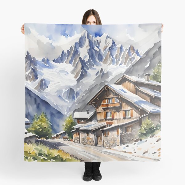 The Alps in France - Watercolour Style Scarf