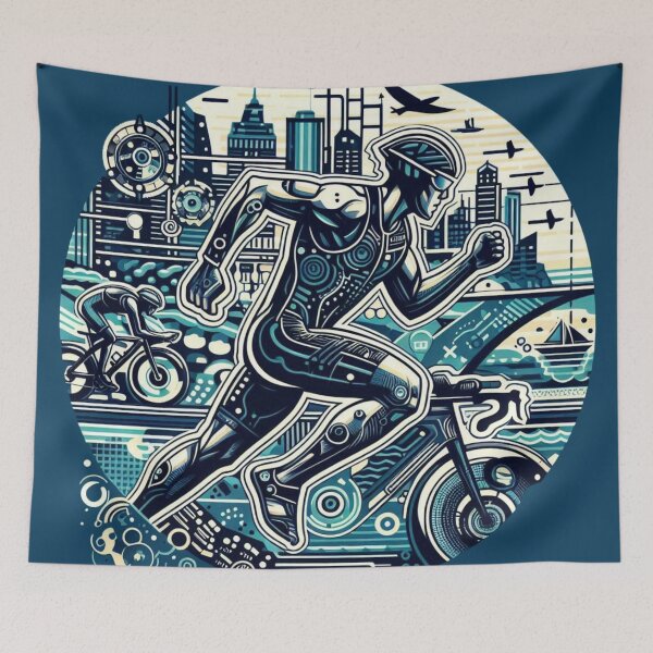 Item preview, Blue Awesome Triathlon in the Modern City designed and sold by autumnchu.