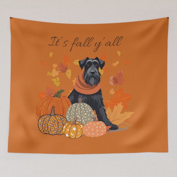 Item preview,  'It's Fall Y'all - Giant Schnauzer with Pumpkins and Leaves" designed and sold by GoodyPaws.