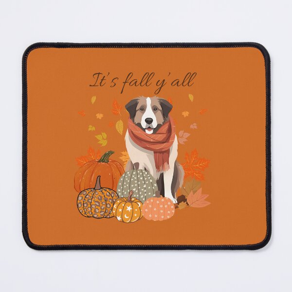 Item preview, 'It's Fall Y'all - Karst Shepherd Dog with Pumpkins and Leaves" designed and sold by GoodyPaws.