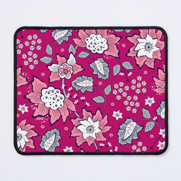 Item preview, Cheerful Folk, Pink Flowers on Dark Pink Background designed and sold by Alex  Blud.