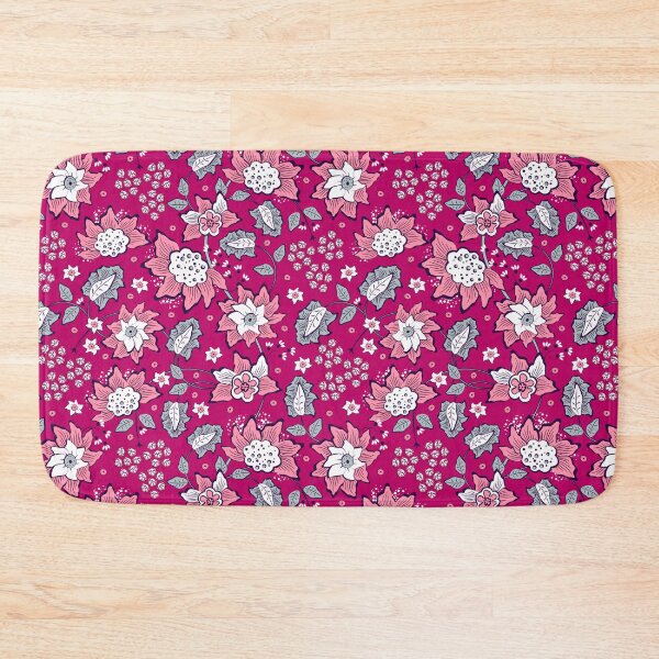 Item preview, Cheerful Folk, Pink Flowers on Dark Pink Background designed and sold by Alex  Blud.